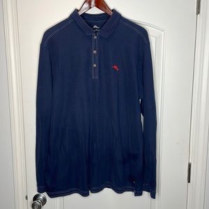 Tommy Bahama long sleeve polo navy blue size LT